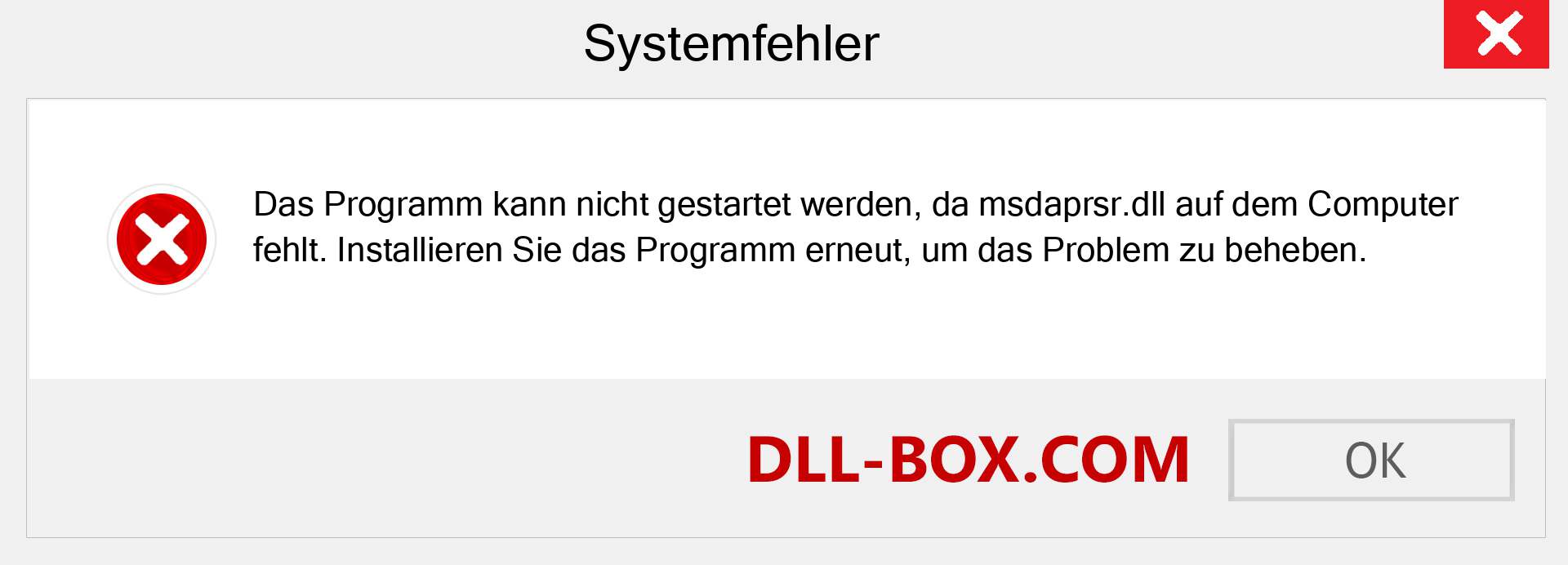 msdaprsr.dll-Datei fehlt?. Download für Windows 7, 8, 10 - Fix msdaprsr dll Missing Error unter Windows, Fotos, Bildern