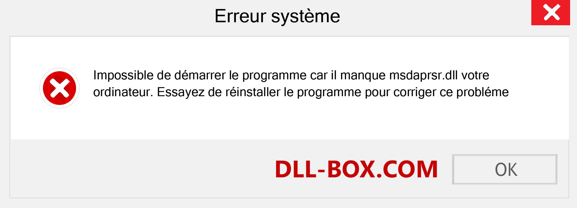 Le fichier msdaprsr.dll est manquant ?. Télécharger pour Windows 7, 8, 10 - Correction de l'erreur manquante msdaprsr dll sur Windows, photos, images